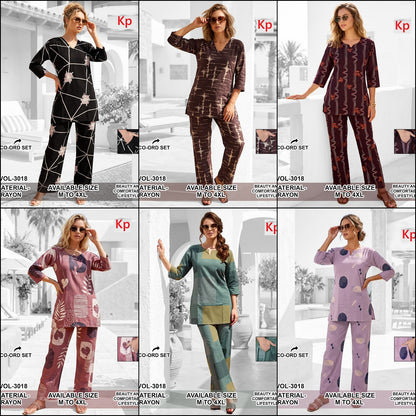 Vol 3018 Print To Print Kp Rayon Co Ord Set Exporter Ahmedabad