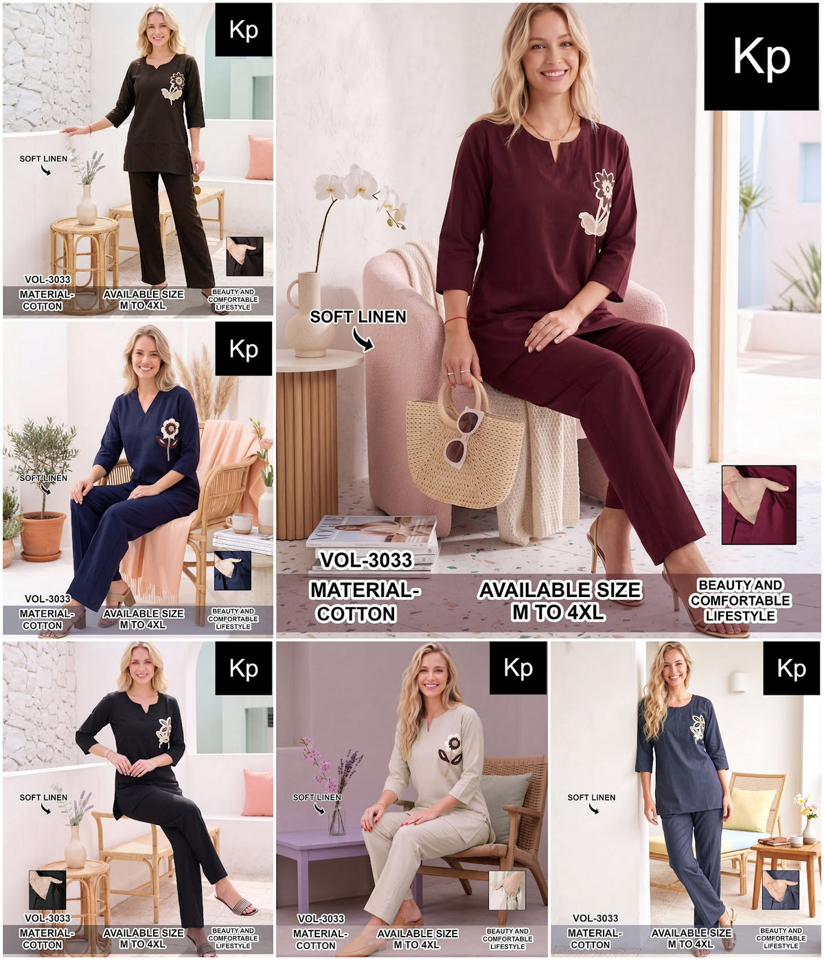 Vol 3033 Kp Linen Co Ord Set Manufacturer Ahmedabad