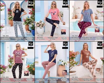 Vol 3034 Kp Cotton Pyjama Night Suits Wholesale Rate