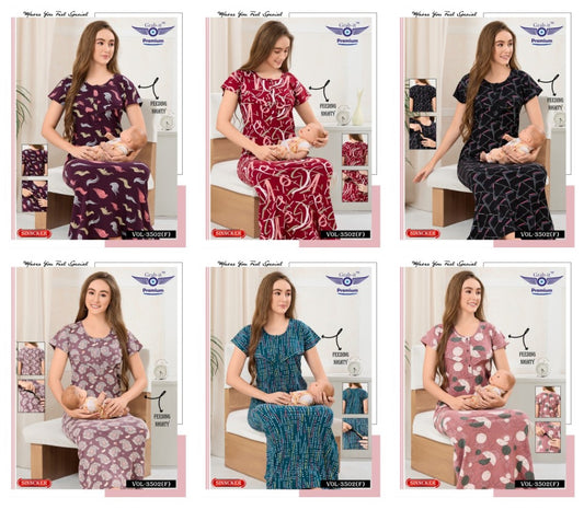 Vol 3502 F Grab It Sinker Feeding Night Gown Wholesaler Ahmedabad