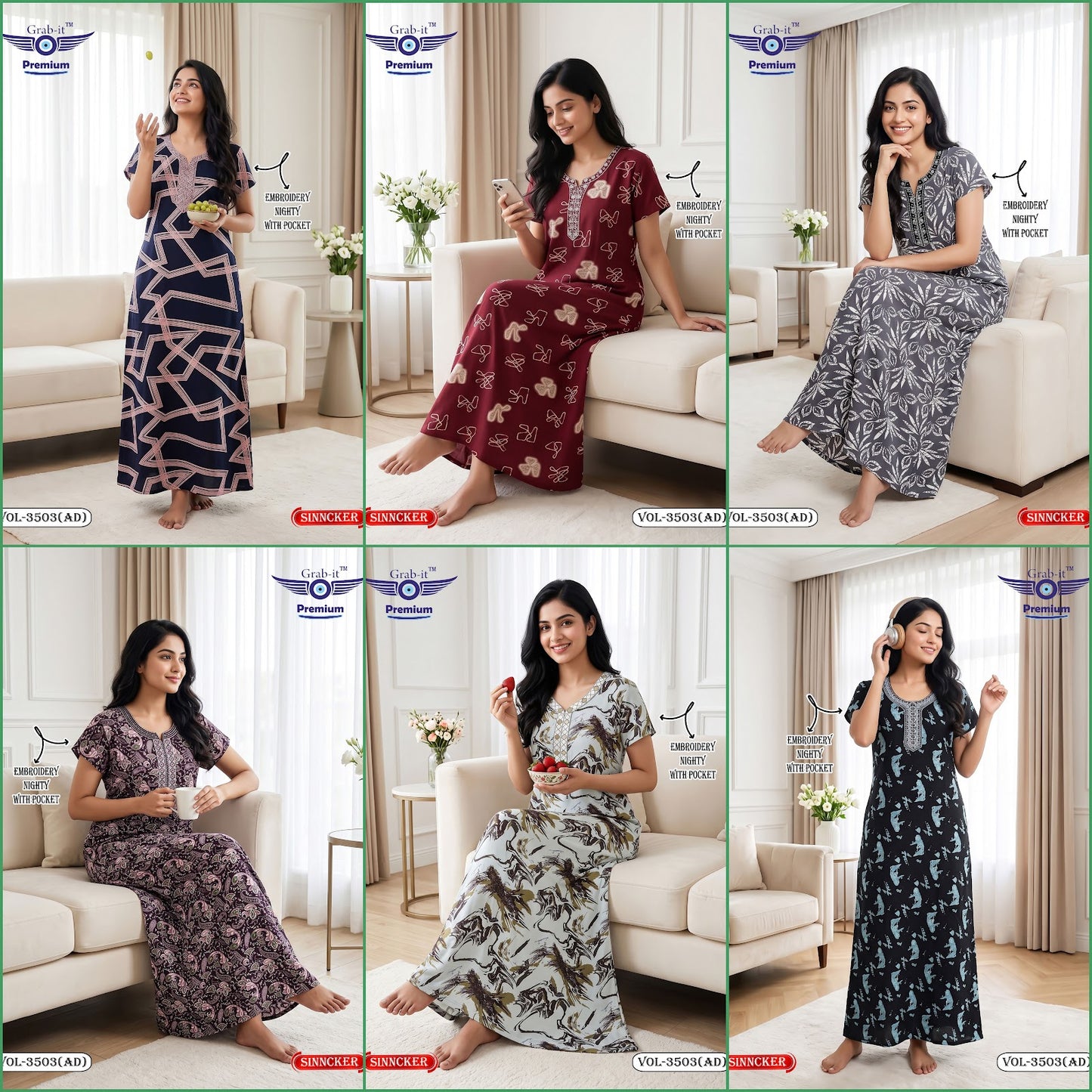 Vol 3503 Ad Grab It Sincker Night Gowns Wholesaler