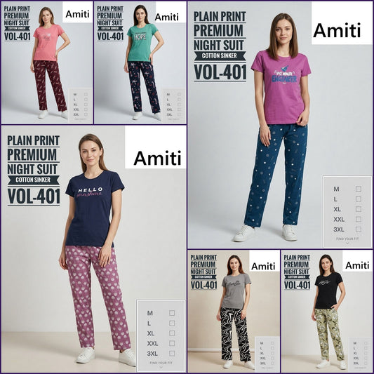 Vol 401 Amiti Cotton Pyjama Night Suits Supplier Ahmedabad