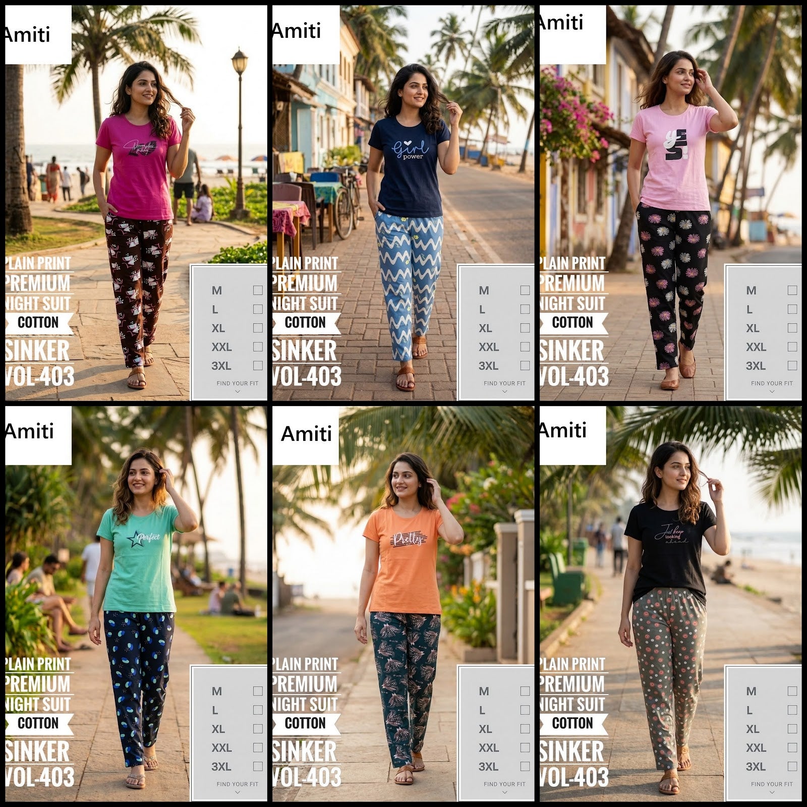 Vol 403 Amiti Sinker Pyjama Night Suits Exporter India