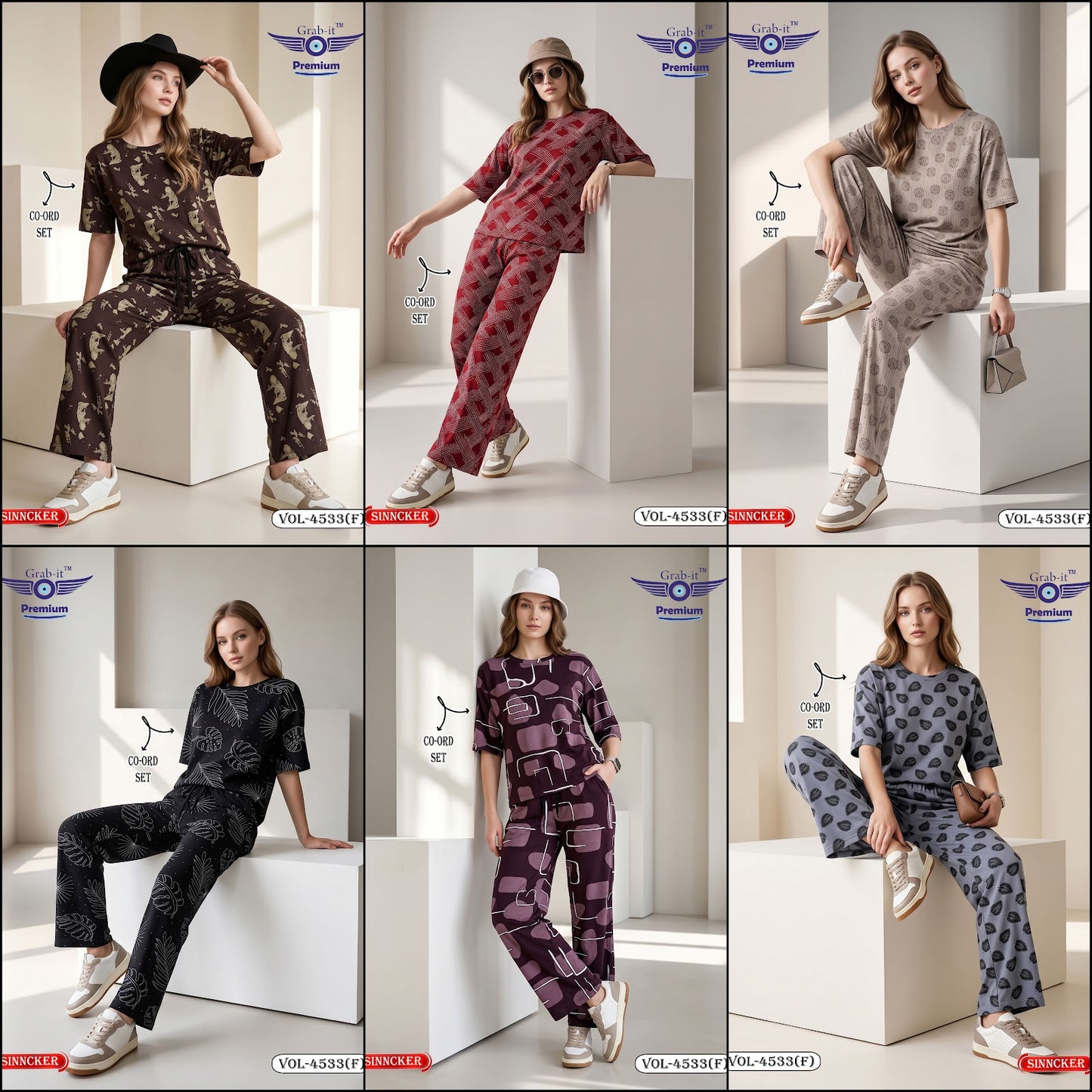 Vol 4533 F Baggy Sleeves Grab It Sinker Co Ord Set Wholesale Price