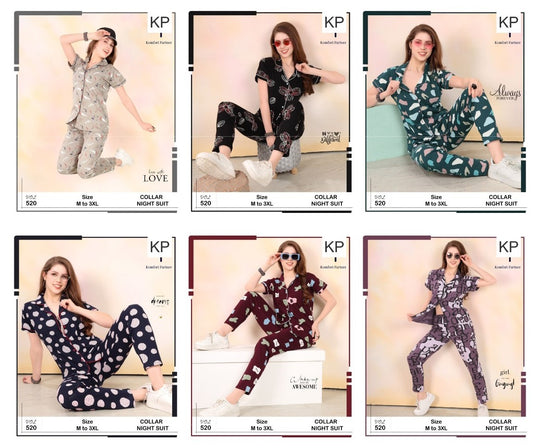 Vol 520 Kp Hosiery Collar Night Suits Wholesaler Ahmedabad