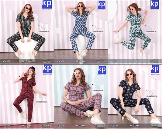 Vol 521 Kp Cotton Collar Night Suits Exporter India