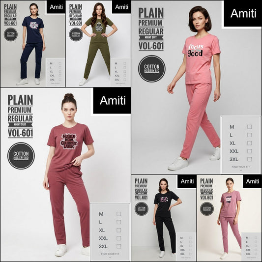 Vol 601 Amiti Cotton Pyjama Night Suits Supplier India