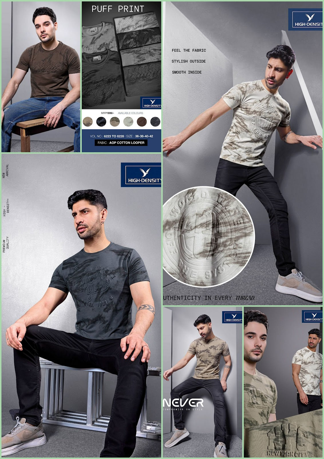 Vol 6223-6228 High Density Cotton Looper Mens Tshirts Wholesale Rate