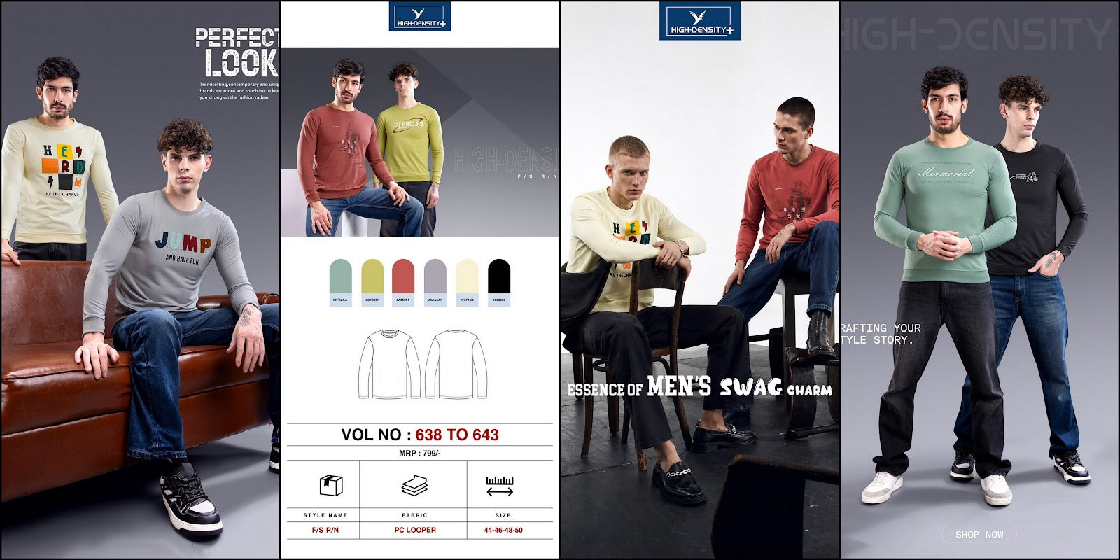 Vol 638 To 643 Big Size High Density Looper Mens Tshirts Exporter