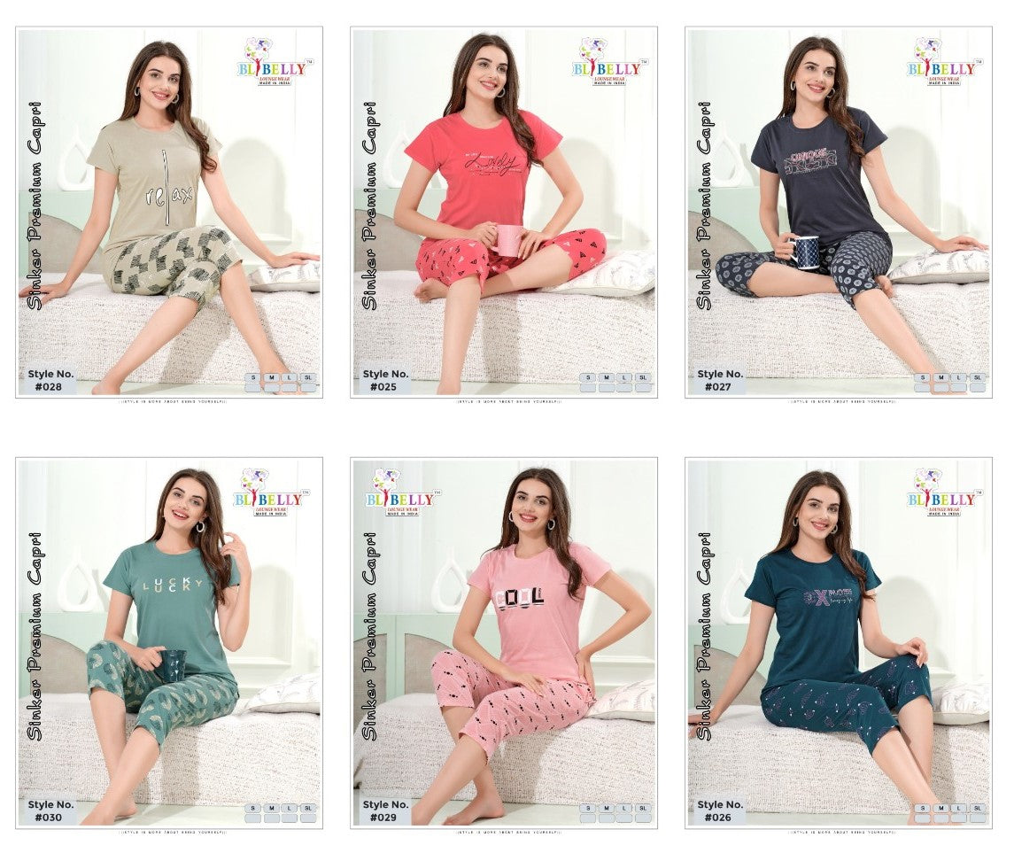 Vol 683 Belly Sinker Capri Night Suits Supplier Gujarat