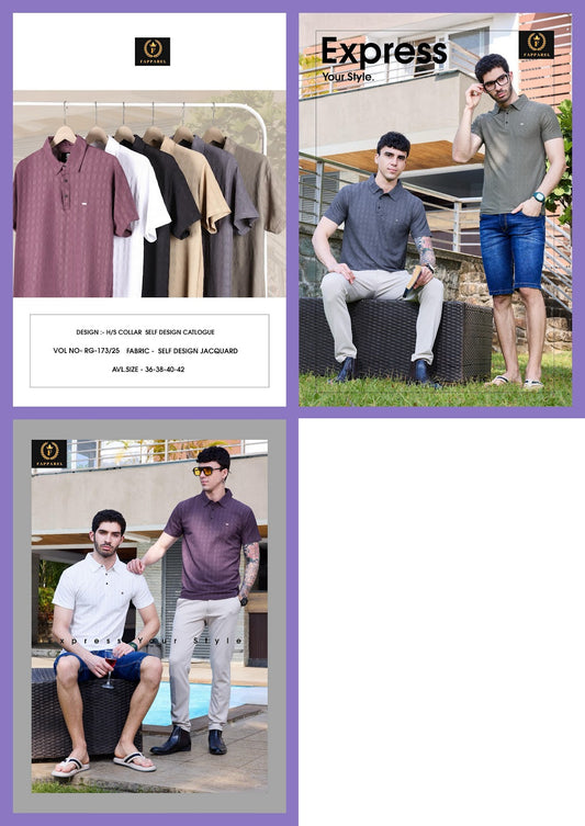 Vol No Rg 173-25 Fapparel Jacquard Mens Tshirts Exporter India