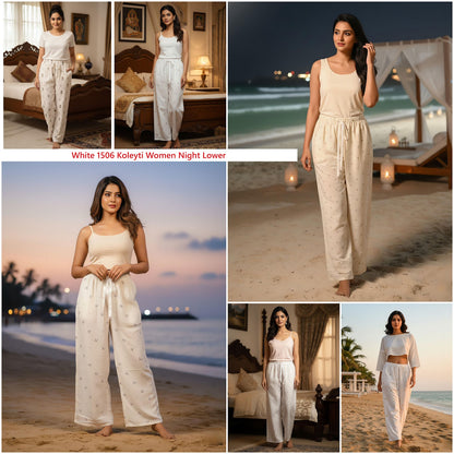 White 1506 Koleyti Cotton Women Night Lower Supplier