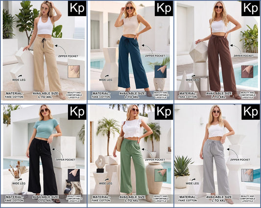 Wide Leg 190926 Kp Cotton Women Pants Manufacturer Gujarat