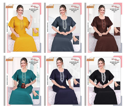 Xl Size Ruchee Fashion Rayon Night Gowns Exporter India