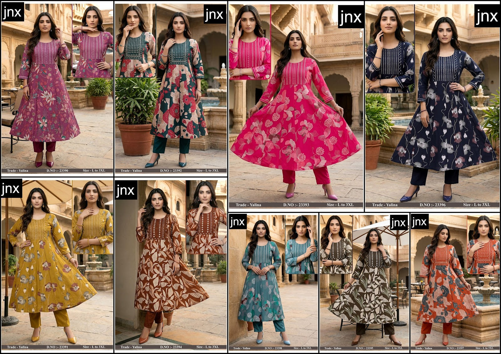 Yalina Jnx Vertican Kurti Pant Set Exporter Ahmedabad