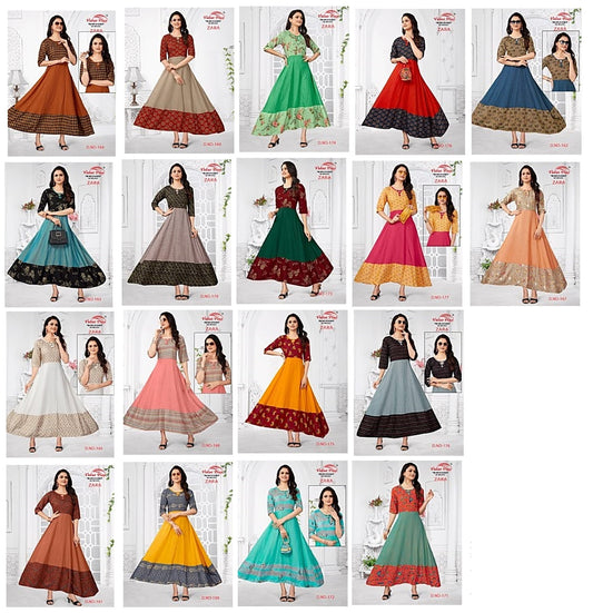 Zara Vol 3-2 Value Plus Pure Rayon Anarkali Kurtis Exporter Gujarat