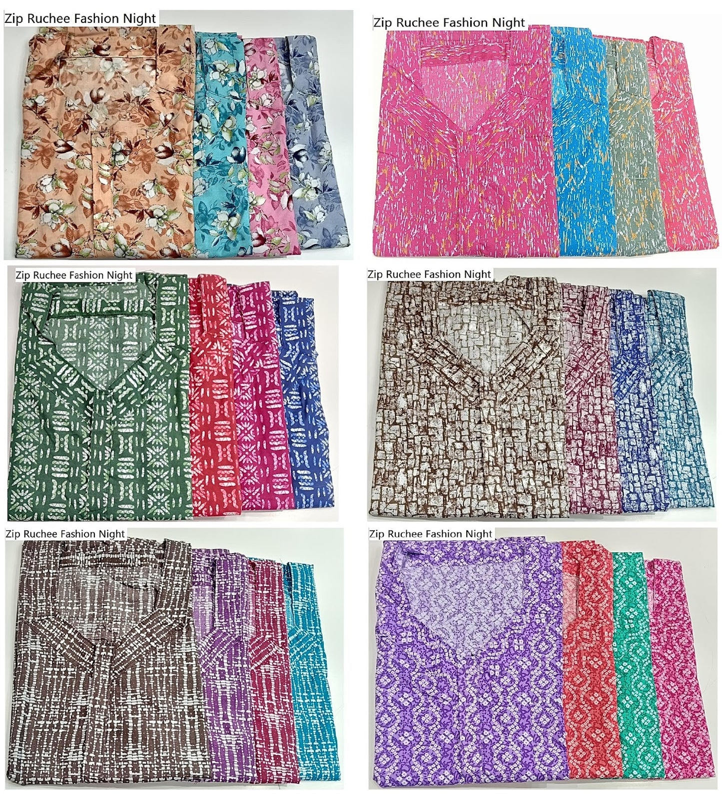 Zip Ruchee Fashion Cotton Night Gowns Supplier Ahmedabad