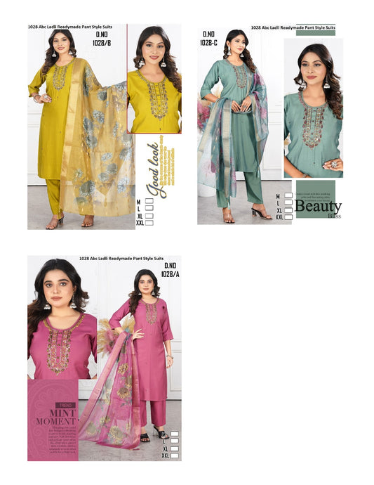 1028 Abc Ladli Bombay Readymade Pant Style Suits Manufacturer India