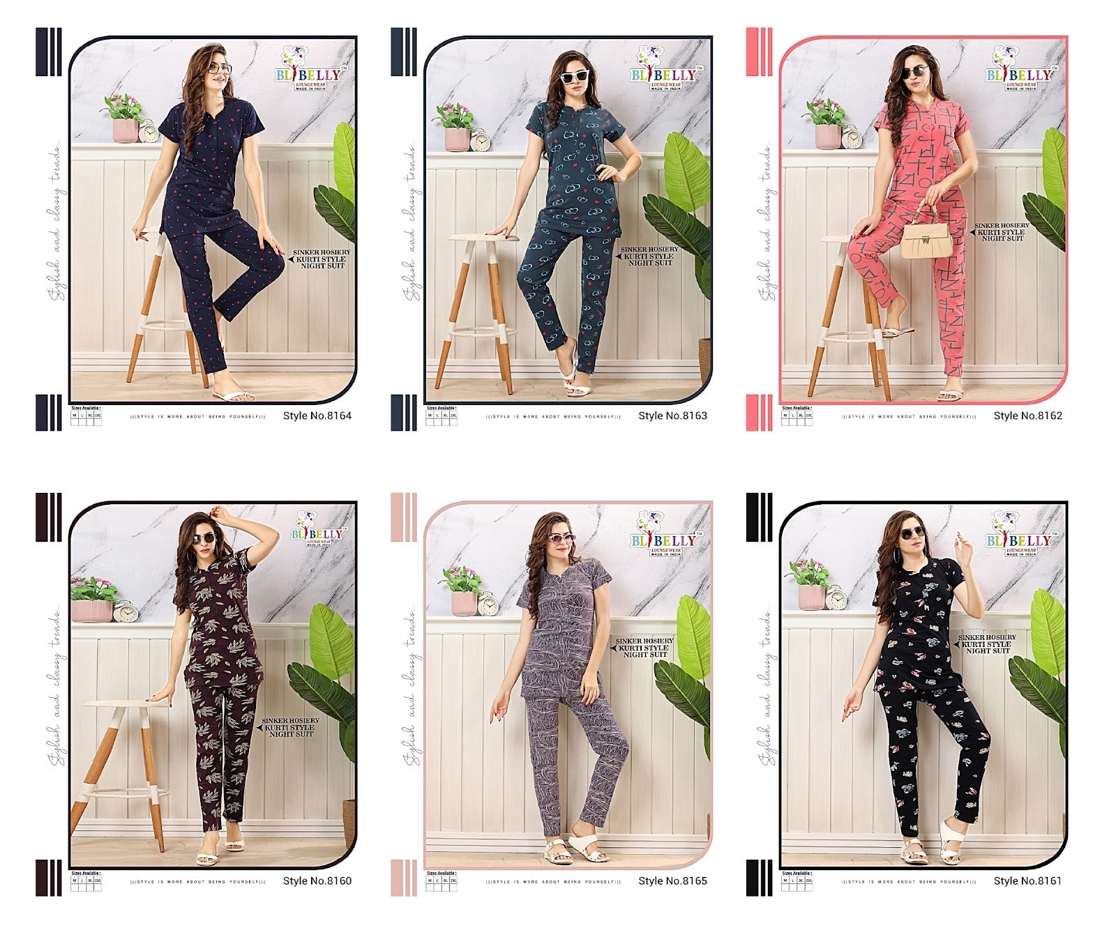 1304 Belly Hosiery Sinker Kurta Night Suits