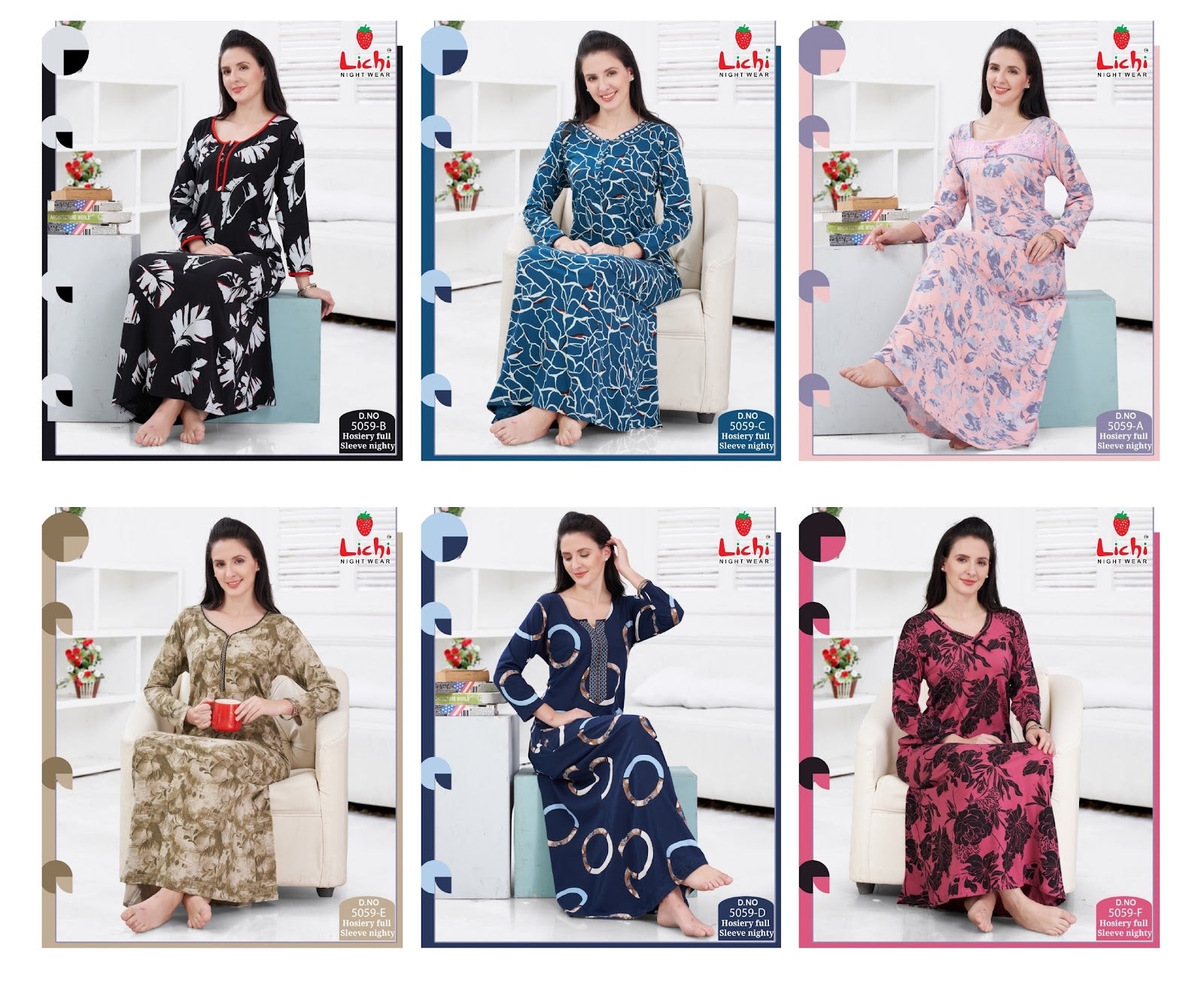 5059 Lichi Hosiery Night Gowns Wholesaler