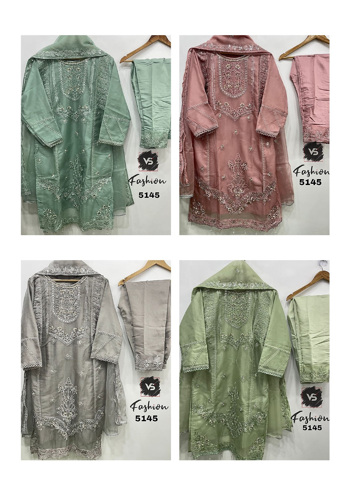 5145 Vs Fashion Organza Pakistani Readymade Suits Wholesale Price
