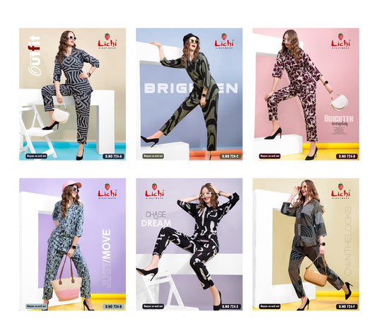 724 Lichi Rayon Co Ord Set Wholesaler India