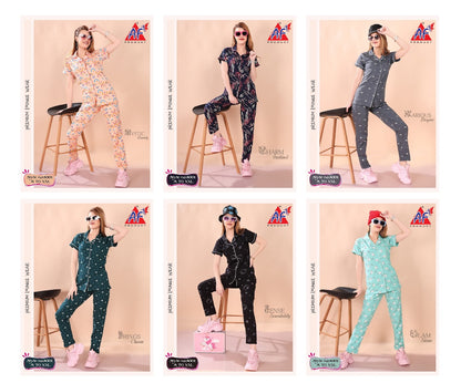 8001 Ajanta Fashion Cotton Collar Night Suits Exporter India