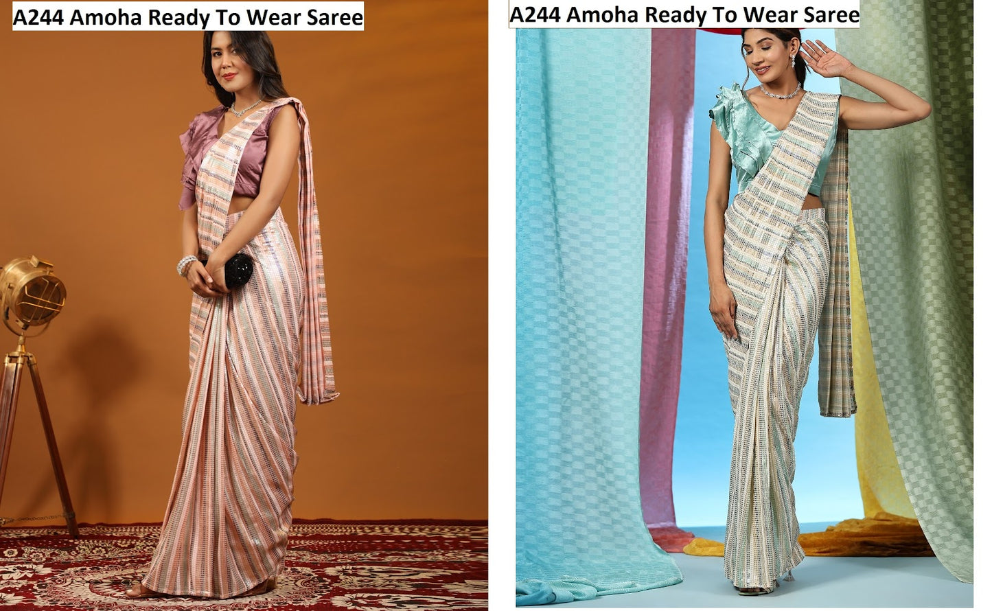 A244 Georgette Amoha Ready To Wear Saree Exporter India