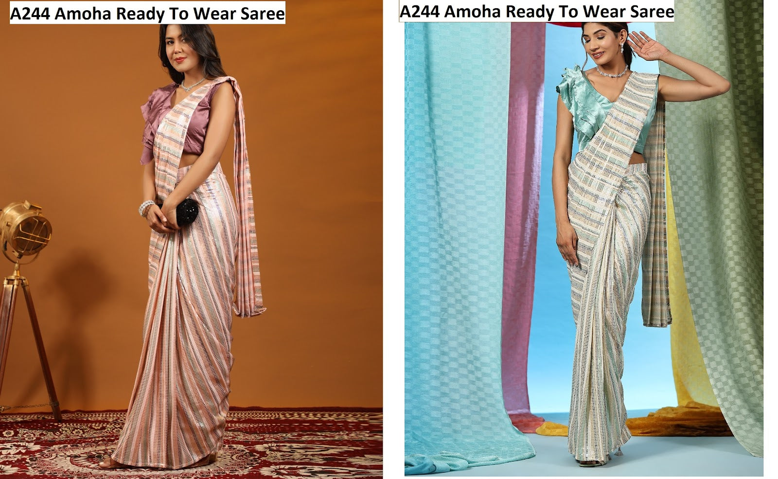 A244 Georgette Amoha Ready To Wear Saree Exporter India