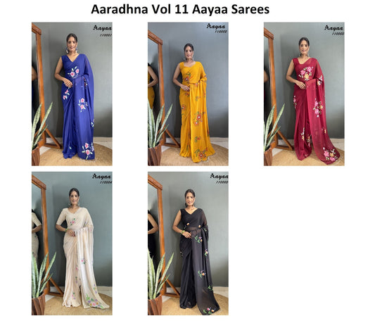 Aaradhna Vol 11 Aayaa Faux Georgette Sarees Wholesale Price