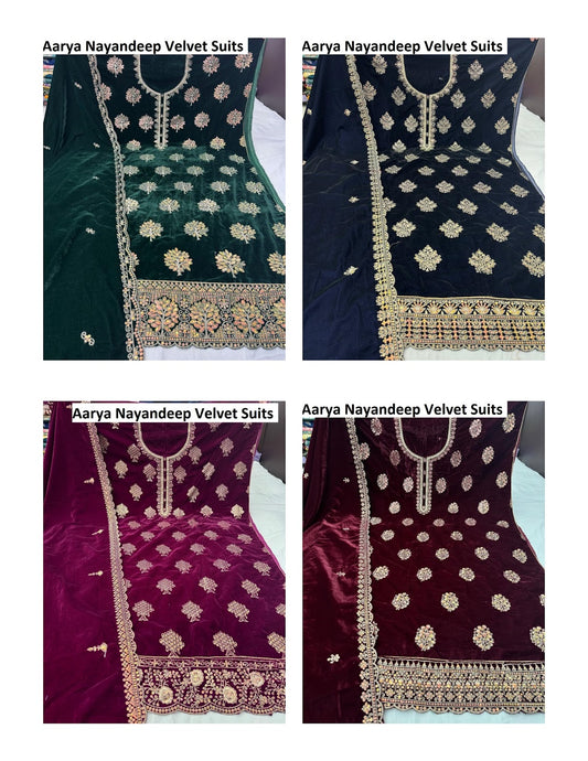 Aarya Nayandeep Velvet Suits Wholesale Price