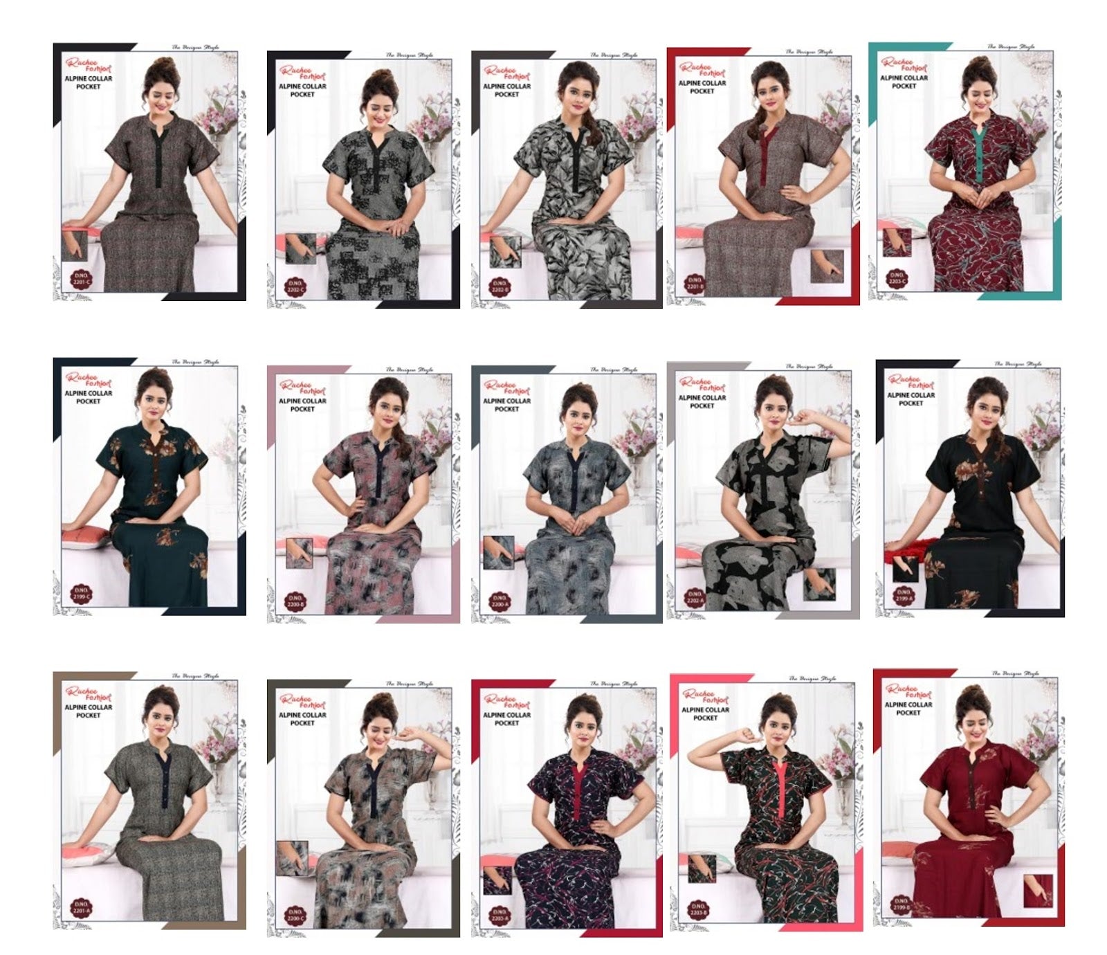 Alpine Collar Ruchee Fashion Night Gowns Manufacturer Ahmedabad