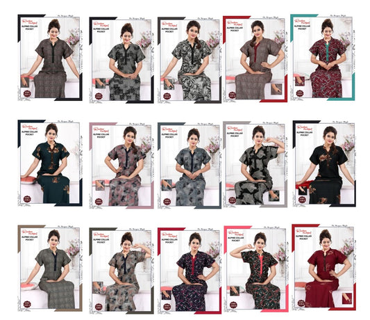 Alpine Collar Ruchee Fashion Night Gowns Manufacturer Ahmedabad