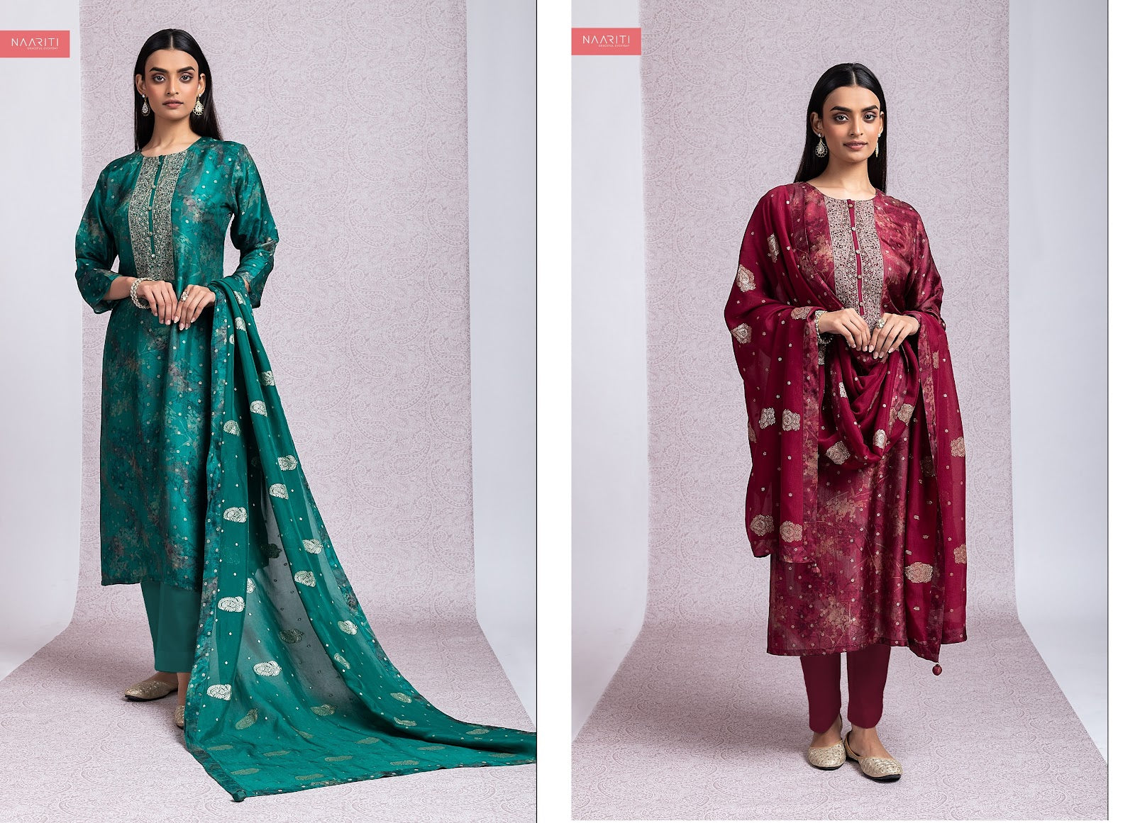 Aznaq Naariti Silk Jacquard Pant Style Suits Supplier