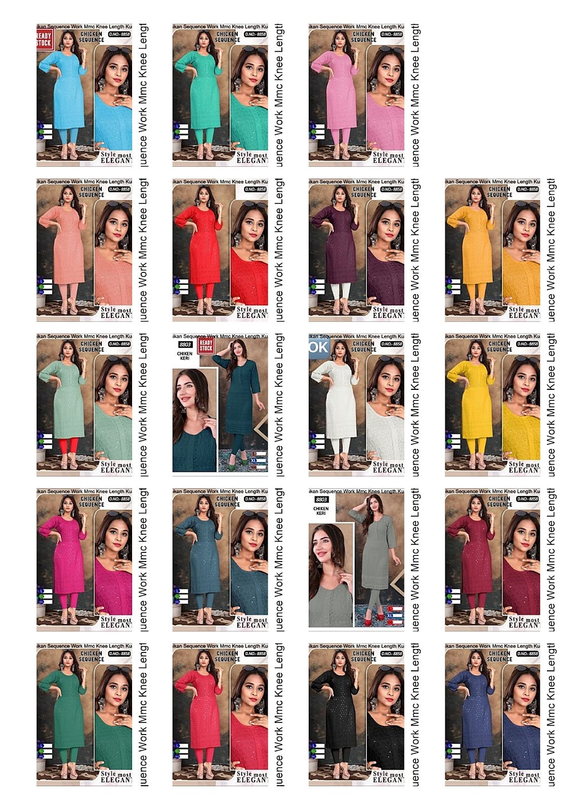 Chikan Sequence Work Mmc Knee Length Kurtis Wholesale Price