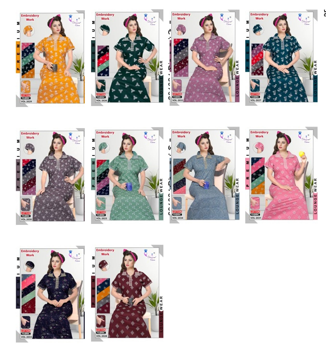 Cotton Embroidery 291024 Diamond Queen Night Gowns Exporter India