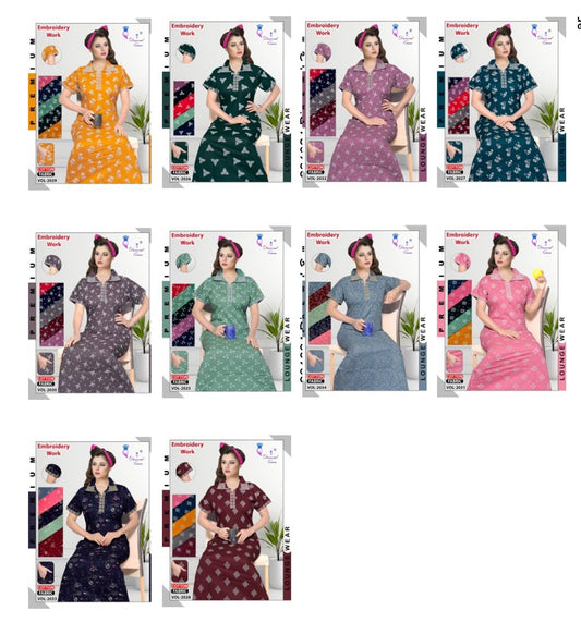 Cotton Embroidery 291024 Diamond Queen Night Gowns Exporter India