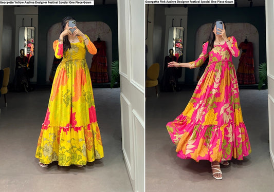 Georgette Navratri Special Aadhya Designer One Piece Gown Wholesale Rate