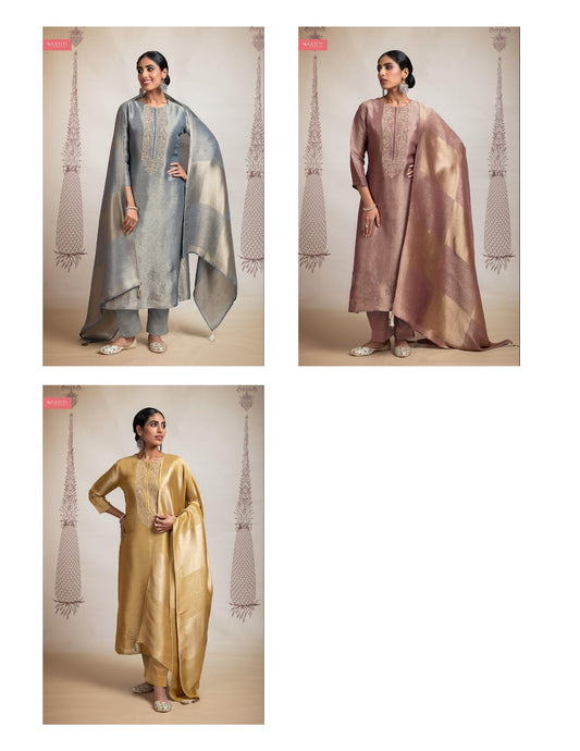 Kurnaaz Naariti Silk Jacquard Pant Style Suits Exporter India