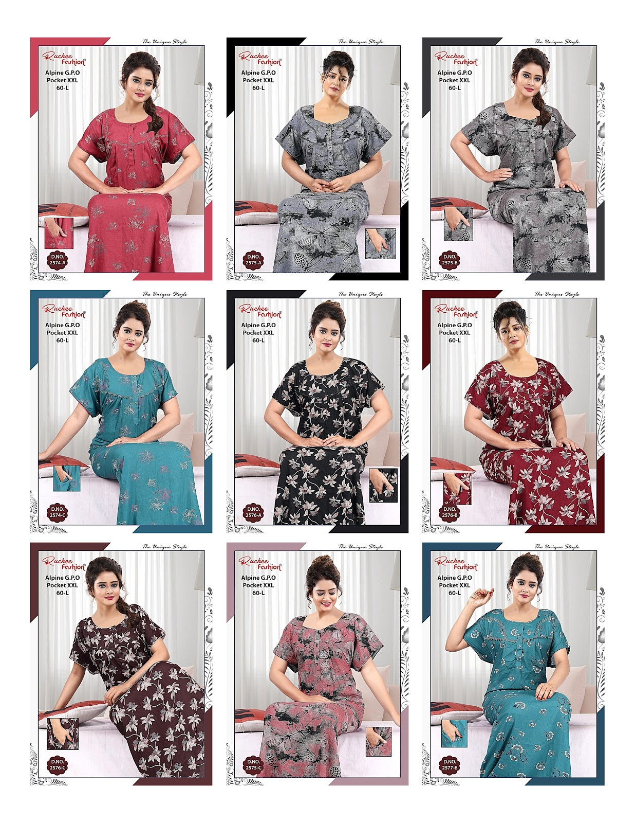 Length 60 Alpine Ruchee Fashion Night Gowns Manufacturer Gujarat