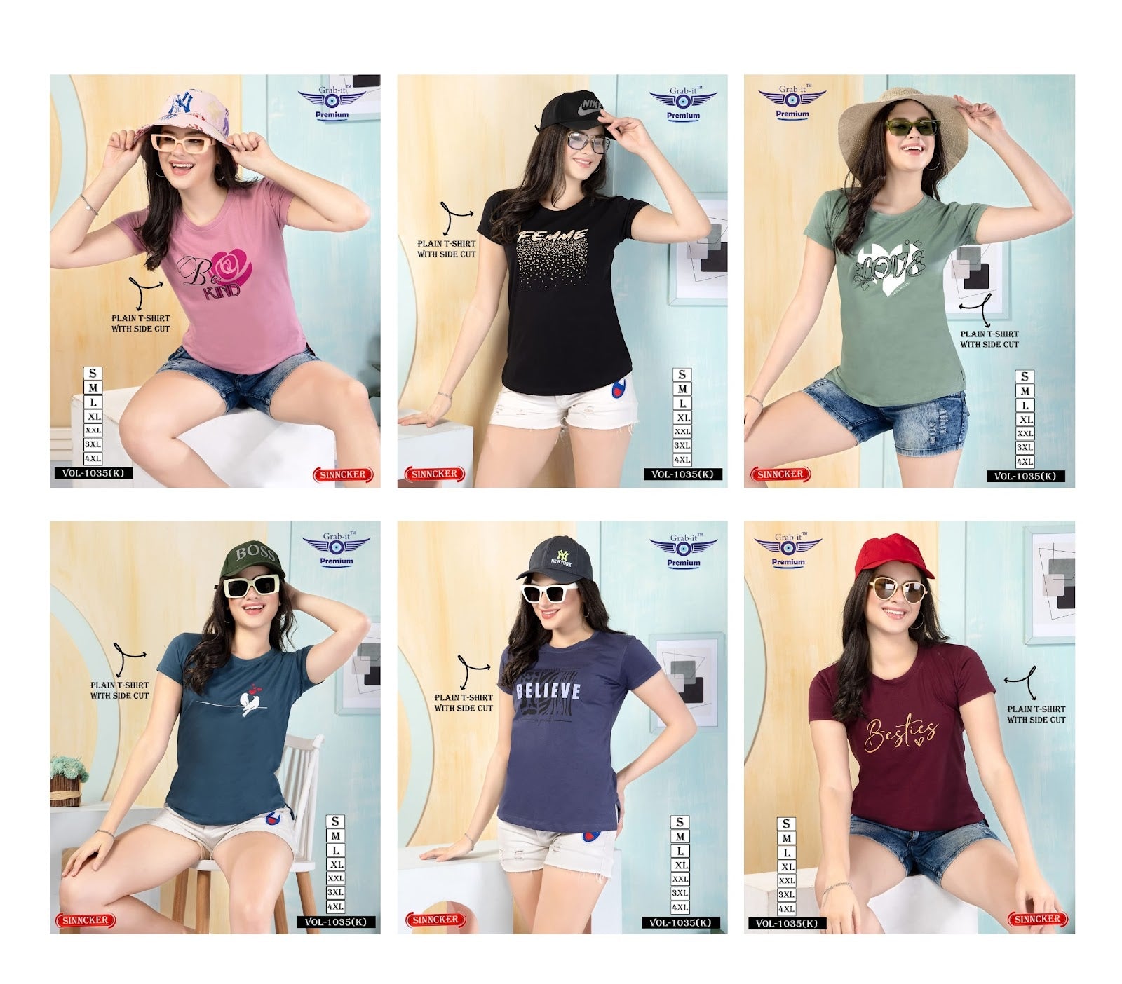 Plain 1035 K Side Cut Grab It Sinker Women Tshirt Exporter Gujarat