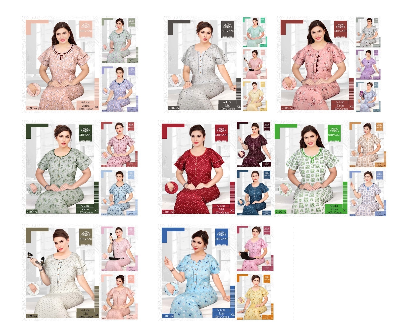 Papper Cotton 3009 Shivani Night Gowns Wholesale