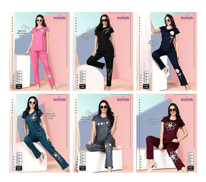 Plain Design 1692 La Fairy Tencil Pyjama Night Suits Wholesale