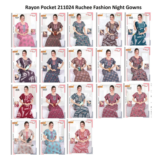 Rayon Pocket 211024 Ruchee Fashion Night Gowns Wholesaler Gujarat