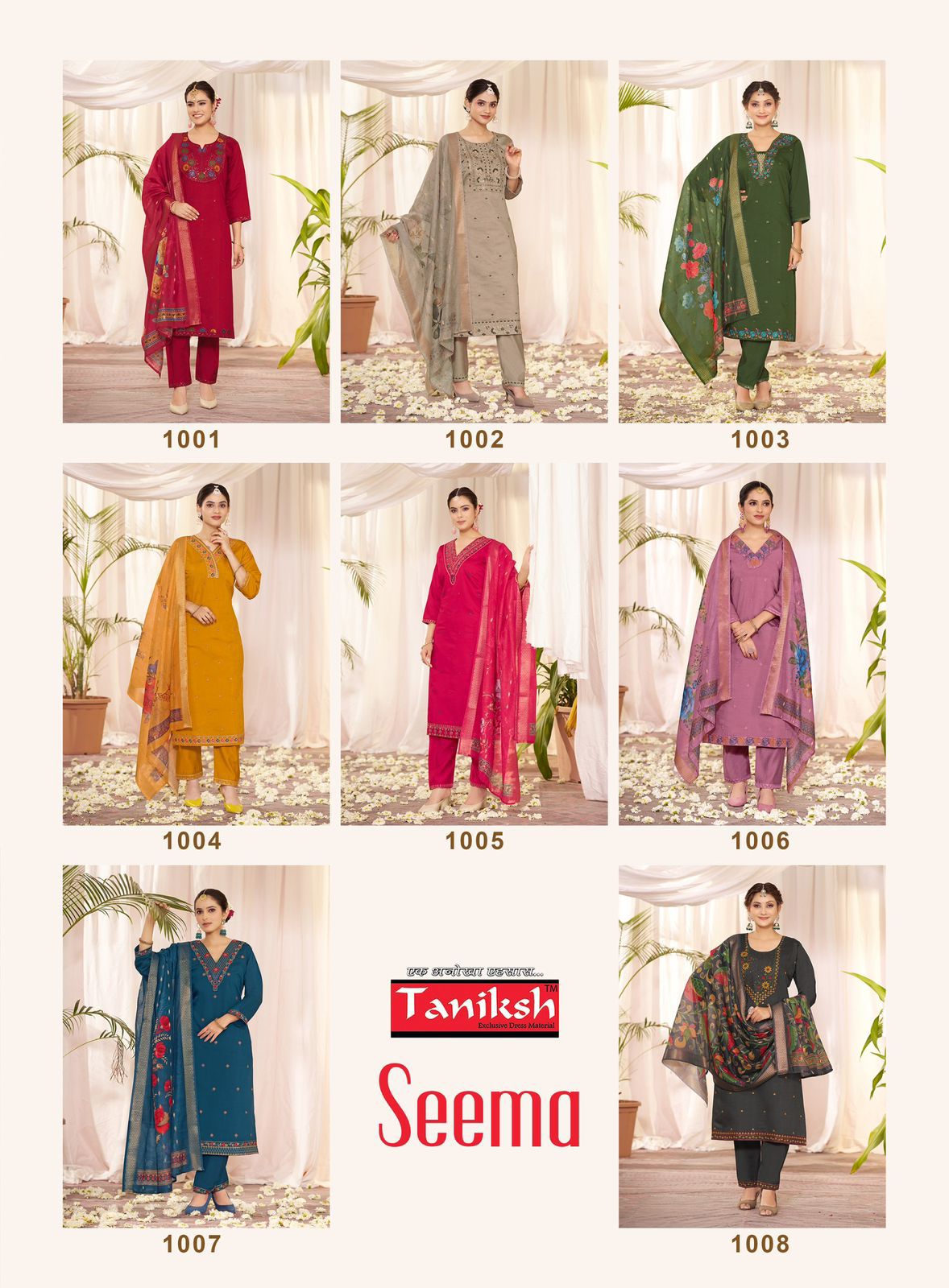Seema Vol 1 Taniksh Roman Silk Readymade Pant Style Suits Supplier