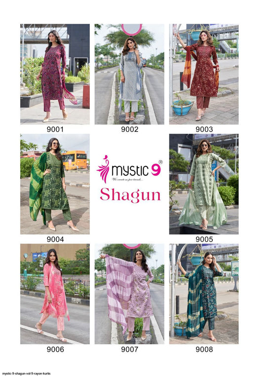 Shagun Vol 9 Mystic 9 Rayon Capsule Readymade Pant Style Suits Manufacturer Gujarat