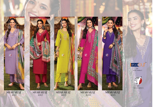 Shararat Vol 8 Af Modal Silk Readymade Pant Style Suits Exporter