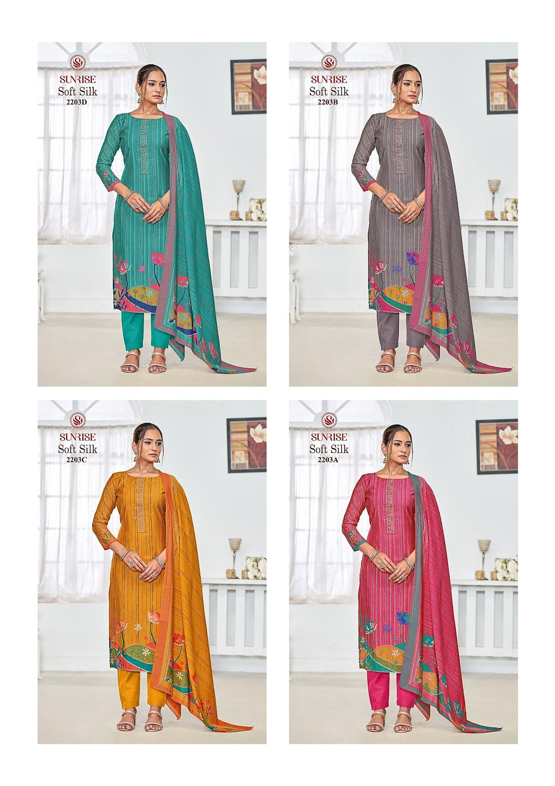 Soft Silk 2203 Sunrise Modal Pant Style Suits Exporter Gujarat