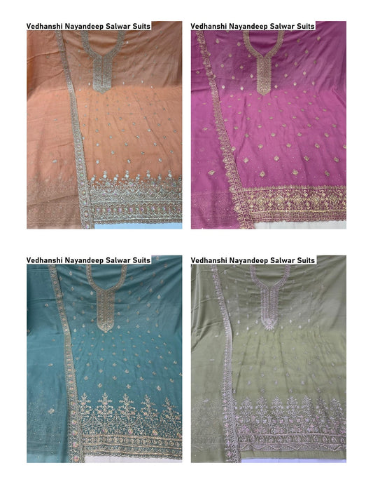 Vedhanshi Nayandeep Georgette Salwar Suits Wholesaler