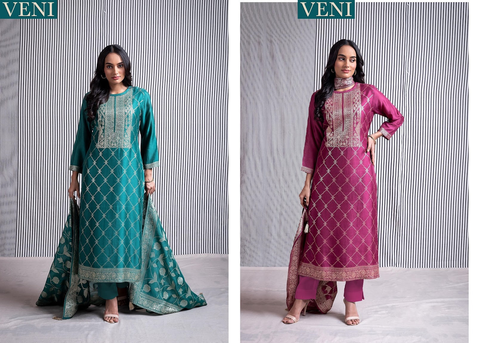 Veni Naariti Silk Pant Style Suits Supplier India